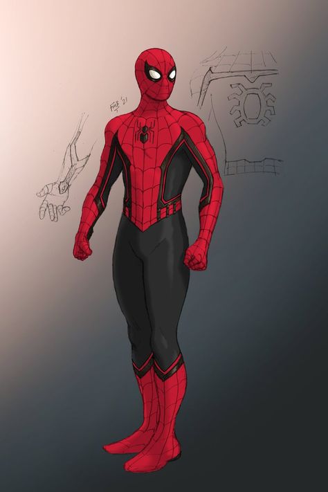 Spiderman Suit Redesign, Spidey Poses, Iron Heart Marvel, Spider Suits, Spider Man Mcu, Spiderman Fanart, Deadpool Artwork, Spiderman Images, Spider Man Suit