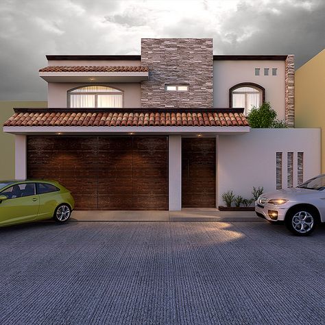 Houses In Mexico, Modern Gate, Mexico House, Garage Door Design, Modern Bungalow House, Modern House Facades, Modern Exterior House Designs, House Gate Design, Casas Coloniales