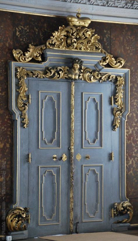 Gold Doors, Bamberg Germany, Baroque Decor, Chateau Versailles, Gold Door, Modern Fairytale, Cinderella Wedding, Baroque Architecture, Blue Door