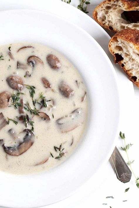 Simply Perfect Cream Of Mushroom Soup Easy Cream Of Mushroom Soup, Easy Mushroom Soup, Homemade Mushroom Soup, Mushroom Soup Recipe, Cream Soup Recipes, Bisque Soup, Creamy Mushroom Soup, Mushroom Soup Recipes, Desks Office