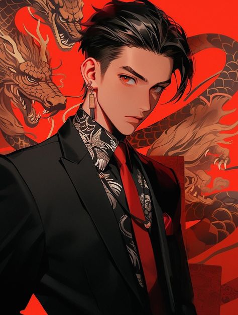 Anime Yakuza Guy, Dark Characters, Story Concepts, Hot Characters, Yakuza Anime, Avatar Anime, Art Boy, Thai Art, Digital Art Anime