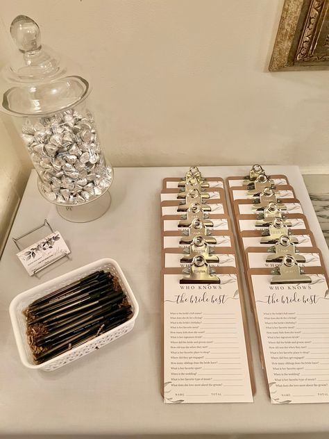 bridal shower, bridal shower games, wedding, wedding inspo, bride, groom, engagement Guess How Many In A Jar Ideas, Kisses Bridal Shower Game, Bridal Things, Jar Ideas, Bridal Shower Game, Write It Down, In A Jar, Bridal Shower Games, Shower Games