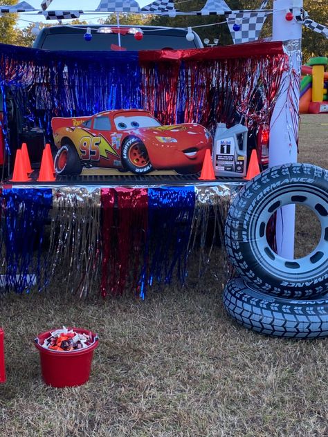 Cars Theme Trunk Or Treat Ideas, Car Decorations For Trunk Or Treat, Lighting Mcqueen Trunk Or Treat, Trunk Or Treat Ideas Cars Theme, Racing Trunk Or Treat Ideas, Cars Movie Trunk Or Treat, Trunk Or Treat Ideas Truck Bed, Trunk Or Treat Themes For Trucks, Trunk Or Treat Race Car Theme