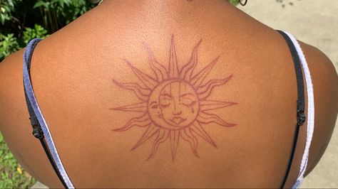 Brown Tattoo Ink, Indie Tattoo, Browning Tattoo, Sun And Moon Tattoo, Tattoos For Black Skin, Red Ink Tattoos, Sun Tattoos, Dope Tattoos For Women, Red Tattoos