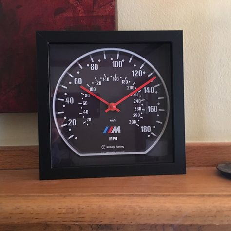 BMW E46 M3 Speedometer Wall/Shelf Clock #gadget Tailgate Bench, Car Parts Decor, Vintage Bmw, Bmw E46 M3, Man Cave Bathroom, E36 M3, Man Cave Room, Car Part Furniture, Automotive Furniture