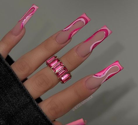 Barbie Pink Nails, Drip Nails, Her Nails, Work Nails, Long Acrylic Nails Coffin, Acrylic Nails Coffin Pink, Long Square Acrylic Nails, Unique Acrylic Nails, Summer Acrylic Nails