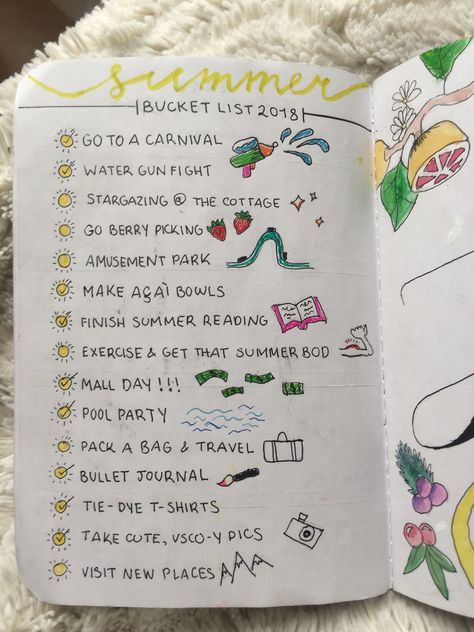 2018 summer bucket list! #bulletjournal #artsy #cute #bulletjournaljunkies #journal #summer #summervibes #summerbucketlist #bucketlist Summer Planner Ideas, Buket List 2023, Preppy Summer Bucket List, Summer Bucket List Journal, Summer Journal Ideas, Summer Bucket List 2020, Bucketlist 2024, Things For Summer, Summer Bucket List 2023