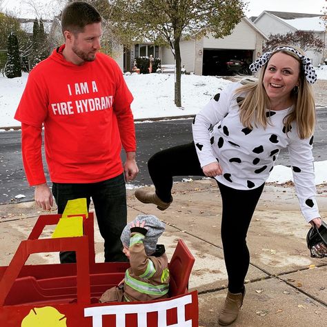 Family of three firefighter Family Of 3 Halloween Costumes Firefighter, Group Firefighter Costume, Fire Family Costume, Firefighter Halloween Family Costumes, Family Firefighter Halloween Costumes, Firefighter Family Costume Ideas, Family Firefighter Costumes, Firefighter Family Halloween Costume, Firefighter Family Costume