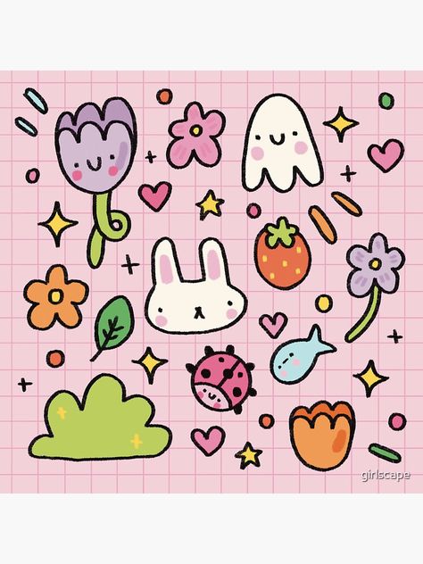 Doodle Print, Diy Crafts Bookmarks, Diy Journal Books, Doodle Icon, Kawaii Illustration, Art Tools Drawing, Bullet Journal Art, Bullet Journal Stickers, Kawaii Doodles