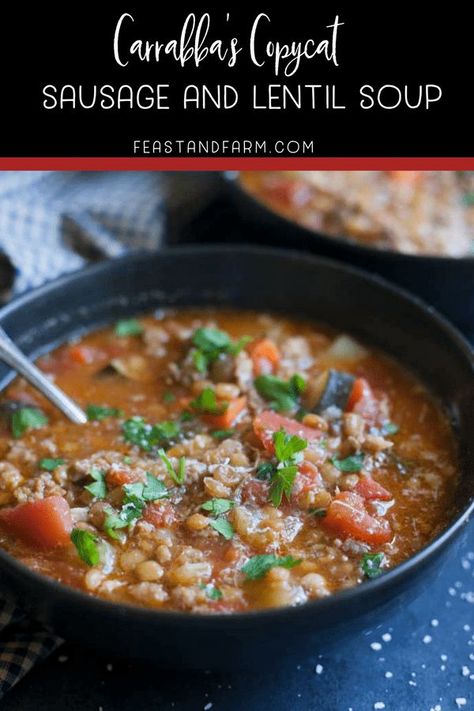 Sausage And Lentil Soup, Sausage Lentil Soup, Carrabbas Recipes, Sausage Lentil, Lentils And Sausage, Soup Hearty, Real Food Dinner, Sausage Soup Recipes, Italian Sausage Recipes