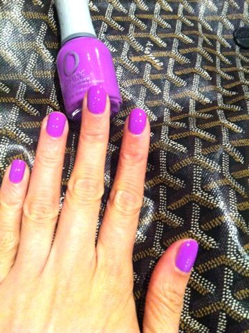 Ooohh, yes! Orly is my favorite too! SO, double bonus! Barbie Purple Nails, Pinkish Purple Nails, Purple Nail Polish Colors, Bright Purple Nails, Neon Purple Nails, Nail Palette, Barbie Purple, Glitter French Manicure, Heart Purple