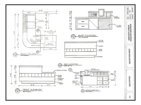 Reception Desk Plans, Reception Desk Dimensions, Furniture Details Drawing, Hotel Reception Desk, School Reception, Reception Desk Design, Desk Plans, Hotel Room Design, Reception Counter