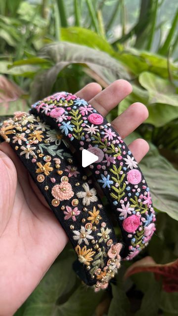 Embroidery by Kashmira | Modern Embroidery on Instagram: "Minimal Embroidery with great care and attention to detail with beautiful shades of Pink 🌸.
.
.
#handembroidery #embroideryart  #embroideryhairband #minimalembroidery #embroiderydesign  #smallbusiness" Headband Embroidery, Embroidery Minimal, Embroidery Samplers, Embroidery Headband, Minimal Embroidery, Embroidered Headband, Embroidery Belt, Embroidery Patterns Ideas, Embroidery Sampler