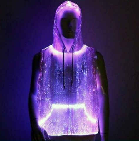 Light Up Hoodie, Light Up Clothes, Gas Mask Art, Optic Fiber, Fiber Optic Lighting, Rave Mask, Club Lighting, Purple Coffee, Led Fashion