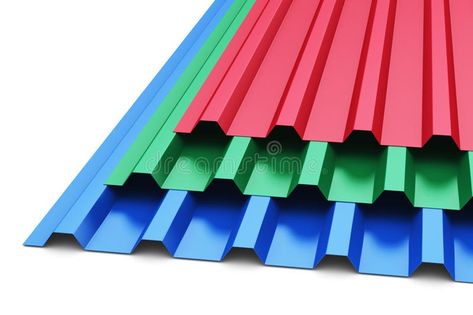 Group of color steel profile sheets vector illustration Types Of Roofing Materials, Sheet Metal Roofing, Corrugated Metal Roof, Corrugated Roofing, Galvanized Sheet, Copper Roof, Aluminum Roof, Roofing Sheets, Tile Companies