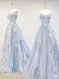 Fairy Formal Dress Short, Soft Blue Dress Gowns, Light Blue Wedding Dress Long Sleeve, Blue Princess Outfit, Winter Theme Dress, Light Blue Fancy Dress, Jellyfish Prom Dress, Fairy Prom Dress Fairytale, Yule Ball Dress Blue