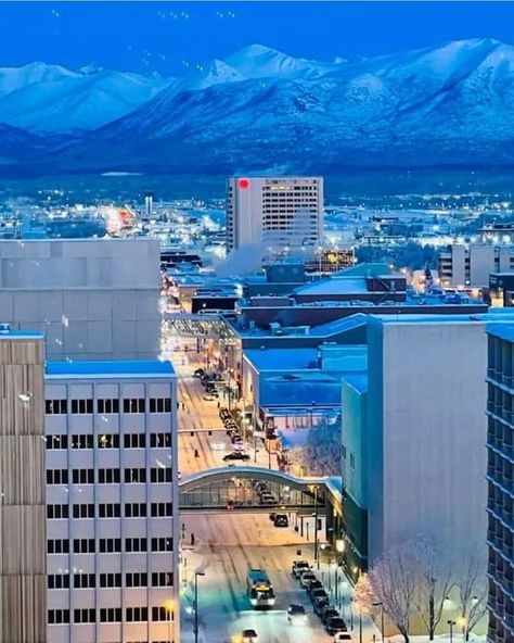 Anchorage Alaska, Winter Night, Alaska, Places To Go, Bucket List, United States, The Unit