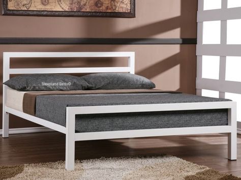 Cheap Double Beds, White Metal Bed Frame, Steel Bed Design, White Metal Bed, Bed Frame White, Black Metal Bed Frame, Black Metal Bed, White Bed Frame, Steel Bed