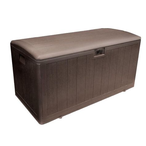 Plastic Development Group 105 Gallons Gallon Water Resistant Resin Deck Box in Brown | Wayfair Picnic Items, Outside Storage, Utility Shelves, Resin Storage, Pool Colors, Patio Storage, Deck Box Storage, Outdoor Storage Boxes, Resin Design