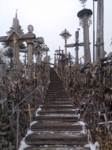 Lithuania Cross Hill, Hill Of Crosses Lithuania, Hill Of Crosses, Goth Architecture, Southern Gothic, Gothic Aesthetic, Chernobyl, Six Feet Under, Gothic Architecture