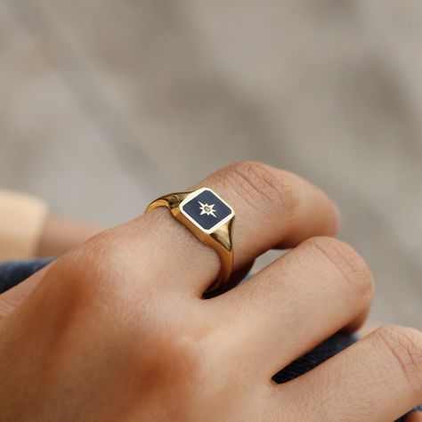 North Star Ring, Chunky Ring, Dainty Ring, Celestial Ring, Modern and Stylish Look, 14K Gold Ring, Birthday Gift, Gift for Her by Maresuijewelry on Etsy North Star Ring, Tiny Diamond Ring, Meaningful Gifts For Her, Celestial Ring, Star Motif, Chunky Ring, Zierlicher Ring, Guiding Light, Chunky Rings