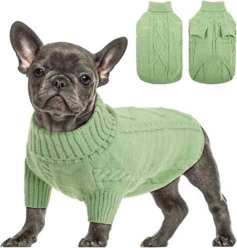 Cable Knitwear, Bulldog Francese, Classic Turtleneck, Warm Clothes, Medium Sized Dogs, Dog Sweaters, Dog Sweater, Small Dog Breeds, Warm Sweaters