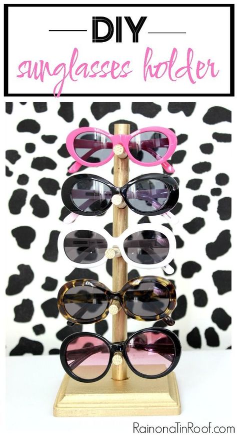 DIY Sunglasses Holder for $5 - Perfect for kids and super fun! #diy #easydiy #diysunglassesholder #sunglasses #sunglassesholder #fashion Sunglasses Stand Diy, Diy Sunglasses Holder, Sunglasses Storage Diy, Diy Sunglasses, Sunglasses Organizer, Diy Organizer, Sunglasses Display, Sunglasses Storage, Sunglasses Holder