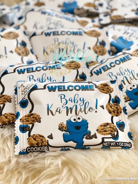 Baby Cookie Monster Cookie Favor Bags/Cookie Monster/Cookie Monster Party Favors Cookie Monster Party Favors, Baby Cookie Monster, Monster Party Favors, Cookie Monster Birthday Party, Monster Baby Showers, Baby Cookie, Boy Baby Shower Centerpieces, Monster 1st Birthdays, Cookie Monster Party