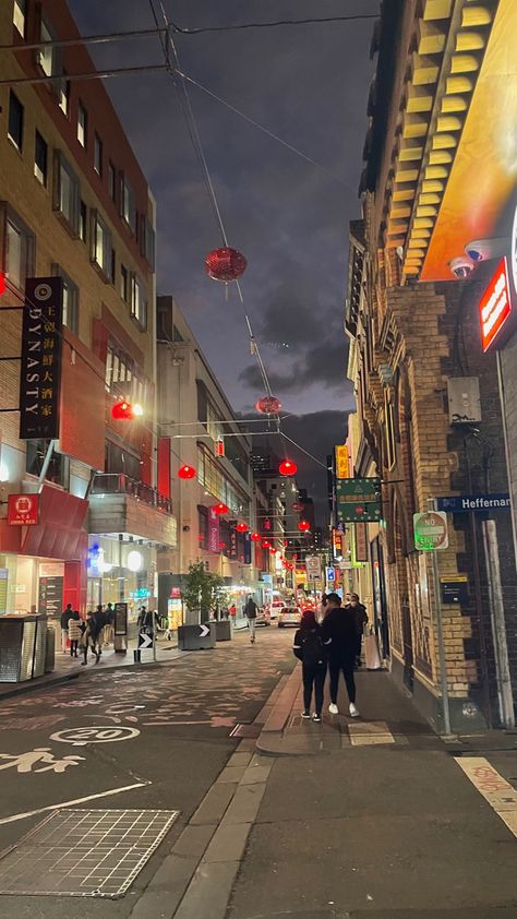 Melbourne Night Aesthetic, Melbourne City Aesthetic, Melbourne Australia Aesthetic, Chinatown Melbourne, Chinatown Aesthetic, Melbourne Nightlife, Australian Alps, Australian Aesthetic, Melbourne Australia City