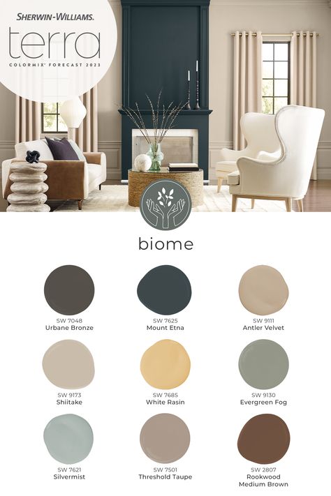 Paint Colors For 2023, Sherwin Williams Color Schemes, Room Curtains Ideas, Living Room Curtains Ideas, Earth Tones Paint, Sherwin Williams Color Palette, Interior Wall Colors, Colorful Wall Decor, Trending Paint Colors