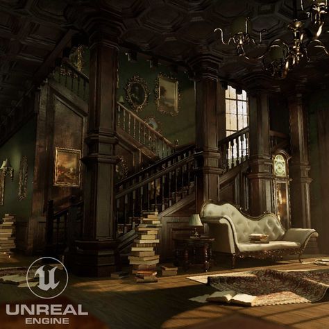 In the heart of this Victorian Manor, a bygone era of opulence and mystery is unveiled, inviting the curious to uncover the secrets hidden within its walls.  https://www.artstation.com/artwork/X1QAOa  Hi everyone, I'm happy to share my advanced term project for Think Tank Training Centre. This work is based on the amazing concept by Darius Cheong. My main goal was to bring the concept to reality through a sense of depth and realism. With repeated use of assets throughout the space, I focused heavi Victorian Manor Aesthetic, Neo Victorian Interior, Victorian Manor Interior, Fantasy Manor Interior, Victorian Set Design, Victorian Era Concept Art, Indoor Reference, Victorian Room Concept Art, Dark Victorian Aesthetic