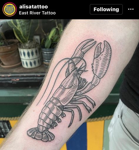 Crayfish Tattoo, Maine Tattoo, Lobster Tattoo, Etching Tattoo, Woodcut Tattoo, Engraving Tattoo, Line Work Tattoo, Head Tattoos, Tattoo Flash Art