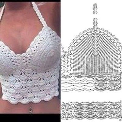 18 Tops Tejidos a Crochet con Patrones Crochet Bra Top Pattern, Pola Bra, Tops Tejidos A Crochet, Crochet Bra Pattern, Crochet Bra Top, Tops A Crochet, Top A Crochet, Crochet Bra, Crochet Crop Top Pattern