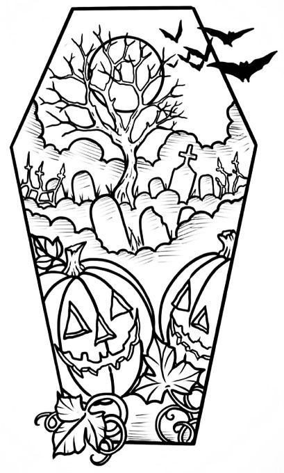 Halloween Coffin Drawing, How To Draw Coloring Pages, Coffin Coloring Pages, Cute Gothic Coloring Pages, Free Printable Coloring Pages Halloween, Coffin Line Art, Halloween Coloring Sheets For Adults, Occult Coloring Pages, Halloween Coulering Pages