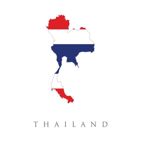 Map of Thailand with the decoration of the national flag. Thailand flag map. The flag of the country in the form of borders. Stock vector illustration isolated on white background. Thailand Instagram Highlight Cover, Thailand Flag Aesthetic, Map Of Thailand, All Country Flags, Thai Flag, Country Flags Icons, World Country Flags, Thailand Flag, Map Of Spain