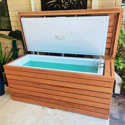 The Gold Package Custom Chest Freezer with a darker wood cladding. This colour is a favourite because it gives that high-end, luxurious feel. But if this colour isn’t your style, we have six timber cladding colours to choose from with our Silver and Gold Packages. ⁠ ⁠ Link in the bio for more info on these Custom Chest Freezers 🔗⁠ ⁠ __⁠ #ArcticIceBath #ColdPlungeLife #PerthColdPlunge #ColdPlungeAtHome #HomeIceBath #IceBath #IceBathPerth Deep Freezer Cold Plunge, Chest Freezer Ice Bath, Chest Freezer Cold Plunge, Diy Ice Bath, Cladding Colours, Basement Spa, Built Not Bought, Outdoor Bathtub, Hot Tubs Saunas