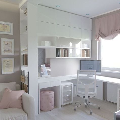 White Desk, Study Room Decor, Kids Interior Room, Small Room Design, 아파트 인테리어, Teen Bedroom Decor, Room Design Bedroom, Girl Bedroom Decor, Room Makeover Bedroom