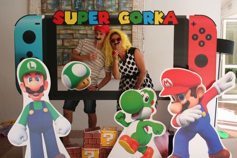 photocall nintendo switch Nintendo Birthday, Nintendo Cake, Super Mario Brothers Birthday Party, Super Mario Brothers Birthday, Mario Brothers Birthday Party, Mario Bros Birthday Party Ideas, Nintendo Party, Mario Theme, Sonic Birthday Parties