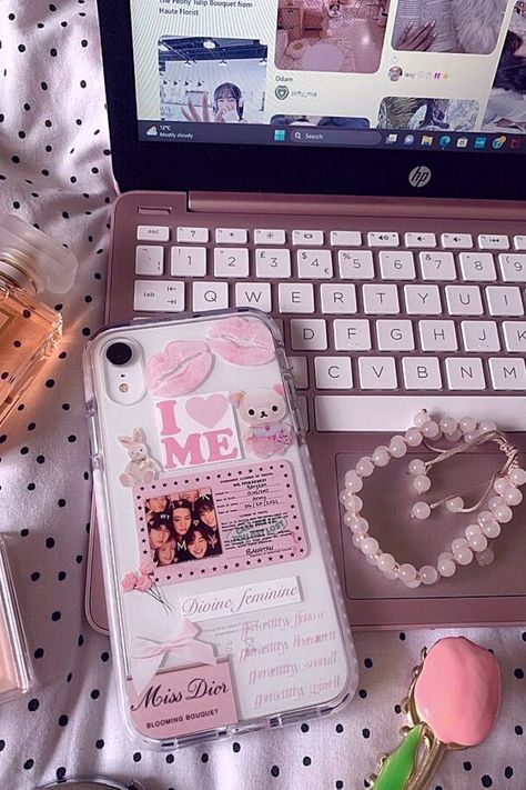 iPhone XR Case Coquette Clear Phone Case, Pink Phonecase Ideas, Pink Phone Cases Diy, Customized Iphone Case, Stickers On Phone Cases Aesthetic, Costumized Phone Case, Pink Phone Stickers, Cute Phone Cases Aesthetic Pink, Coquette Phone Case Diy