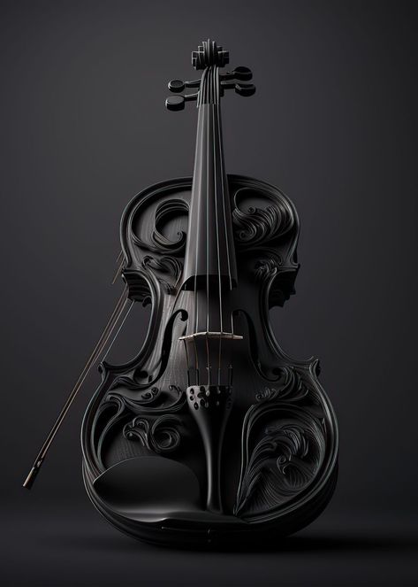 Cool Violins Designs, Fantasy Violin, Black Cello, Pretty Instruments, Cello Art, Black Violin, Musical Instruments Drawing, Cool Violins, Violin Design