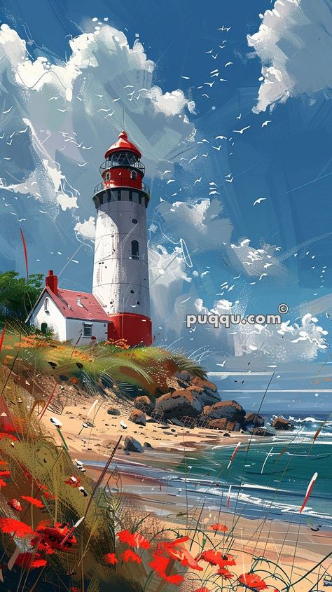 Lighthouse Drawing: Coastal Art Inspiration Drawing A Lighthouse, Pictures Of Lighthouses, Nautical Painting Ideas, Lighthouse Illustration, Lighthouse Sketch, Drawing Beach, Lighthouse Drawing, Abstract Art Projects, Beach Art Painting