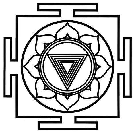 if i ever had the balls for a tattoo... the Hindu Kali Yantra. in red ink. Kali Yantra, Yantra Tattoo, Kali Tattoo, Hindu Symbols, Geometry Mandala, Kali Ma, Oh My Goddess, Sri Yantra, Kali Goddess