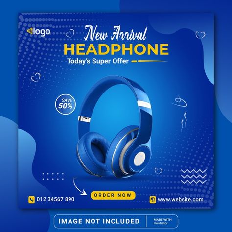 New arrival headphone sale social media ... | Premium Vector #Freepik #vector Product Ads Design Creative, Products Advertising Design, Product Sale Poster Design, Social Media Product Post, Product Social Media Post Design, Product Promotion Design, Product Ads Design, Product Social Media Design, Product Post Design