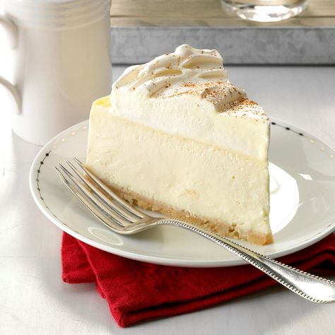 RumChata Cheesecake Recipe -I like to experiment and make new and unusual-flavored cheesecakes. When I tried RumChata at a friend's party, I knew it would make a great cheesecake. For a pretty presentation, drizzle it with caramel syrup or topping or toasted coconut. —Christine Talley, Hillsboro, Missouri Rumchata Cake, Buckeye Pie, Rumchata Cheesecake, Holiday Cheesecake Recipes, Christmas Cheesecake Recipes, Holiday Cheesecake, Christmas Cheesecake, Winter Baking, Caramel Syrup