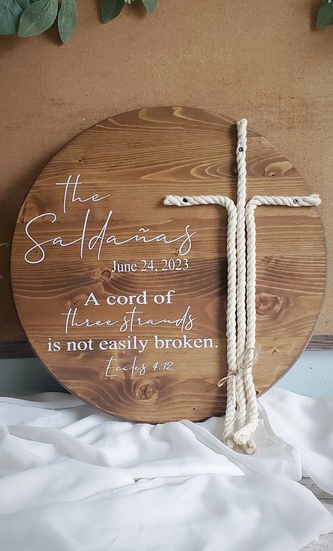 Wedding Unity Ideas, Gift Sign Wedding, Unity Ideas, Unity Cross, Wedding Gift Signs, Cord Of Three Strands, Random Products, Worthy Quotes, Wedding Gift For Couple