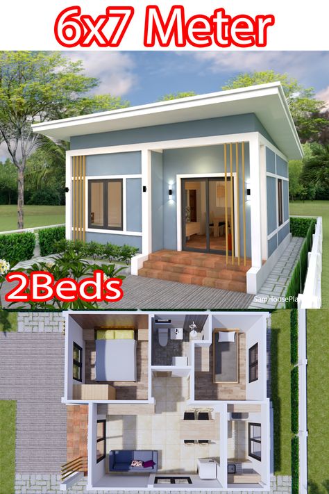 Small House Design Philippines, Small House Blueprints, Small Modern House Plans, Small House Layout, Modern Small House Design, Small House Design Exterior, 2 Bedroom House Plans, Small Modern Home, House Floor Design