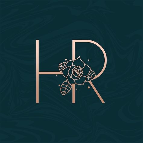 Initial hr flower beauty letter logo mar... | Premium Vector #Freepik #vector #luxury-flower #golden-floral #gold-flower #golden-leaf Hr Logo Design Letter, Year Checklist, Hr Logo, Initials Logo Design, Golden Leaf, Initials Logo, Letter Logo Design, Marble Design, Gold Flower