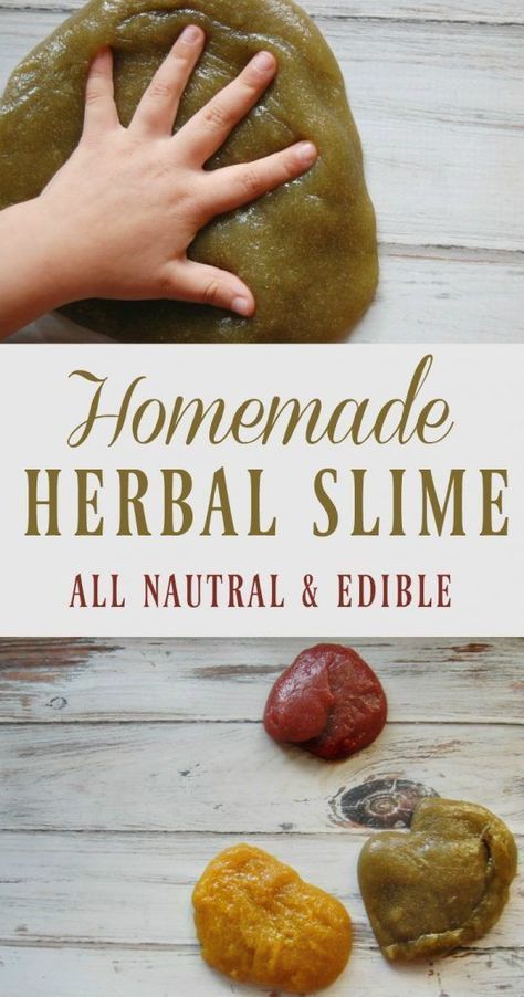 This homemade herbal slime is guilt free! No toxins, borax free, no glue! Just 3 ingredients (one of them is water) and it's 100% edible! Edible Slime, Messy Crafts, Homemade Slime, Nature School, Natural Parenting, Slime Recipe, Fun Craft, Nature Crafts, Diy Homemade