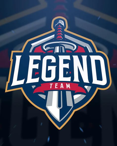 Sword Legend sport and Esport Logo Template AI, EPS Legend Logo, Squad Logo, Brand Template, Graphic Design University, Logo Feminine, Knight Logo, News Web Design, Sport Logos, Graphic Design Cards