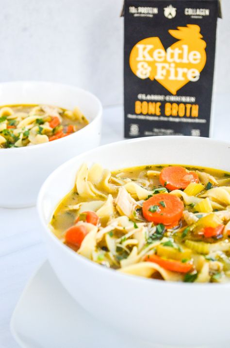 Homemade Chicken Noodle Soup with Bone Broth | Eat Well With Lex Broth Chicken Soup, Soup With Bone Broth, Bone Broth Chicken, Best Chicken Noodle Soup, Chicken Lasagna Recipe, Broth Chicken, Easy Chicken Soup, Bone Broth Soup, Make Shredded Chicken